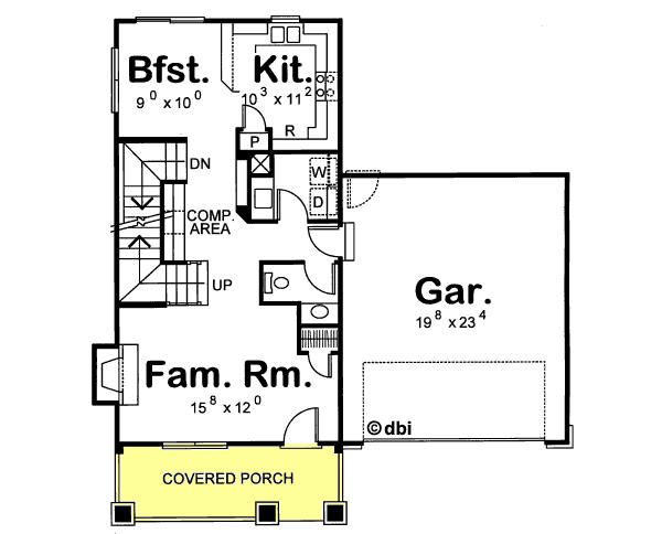 Dream House Plan - Cottage Floor Plan - Main Floor Plan #20-1209