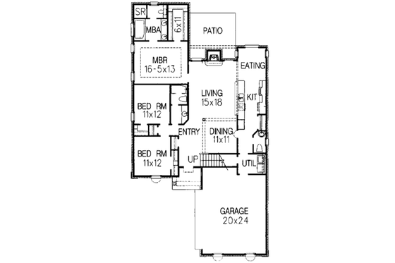 Floor Plan - Main Floor for European House Plan #15-241 - 3 bed, 2.5 bath