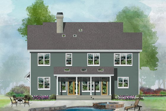 Exterior - Rear Elevation for Country House Plan #929-1034 - 5 bed, 4.5 bath