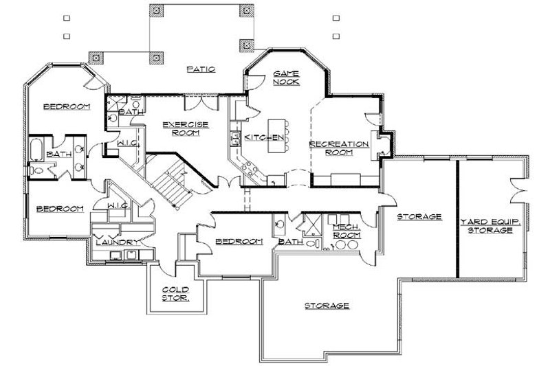 Dream House Plan - Floor Plan - Lower Floor for European House Plan #5-389 - 5 bed, 5.5 bath