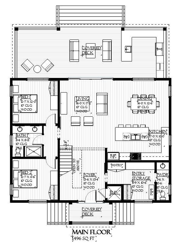 House Blueprint - Beach Floor Plan - Main Floor Plan #901-147