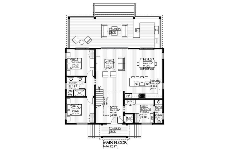 House Blueprint - Floor Plan - Main Floor for Beach House Plan #901-147 - 7 bed, 4.5 bath