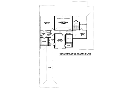 Floor Plan - Upper Floor for European House Plan #81-1319 - 4 bed, 3.5 bath