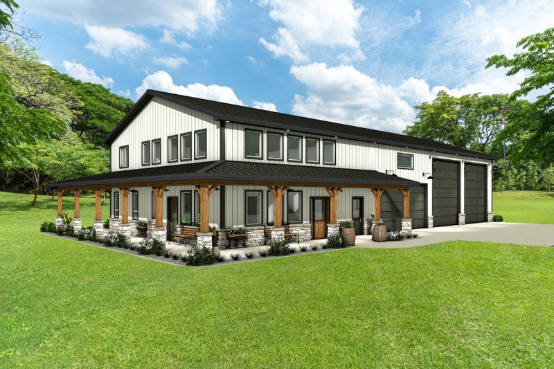 Dream House Plan - Exterior - Front Elevation 3 for Barndominium House Plan #1084-16 - 3 bed, 2.5 bath