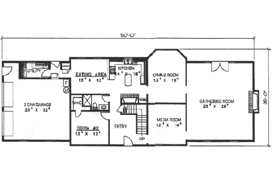 Floor Plan - Main Floor for Colonial House Plan #117-218 - 4 bed, 3 bath