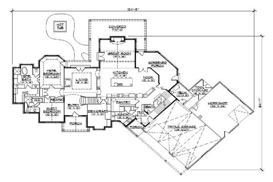 Floor Plan - Main Floor for Colonial House Plan #5-446 - 5 bed, 6.5 bath