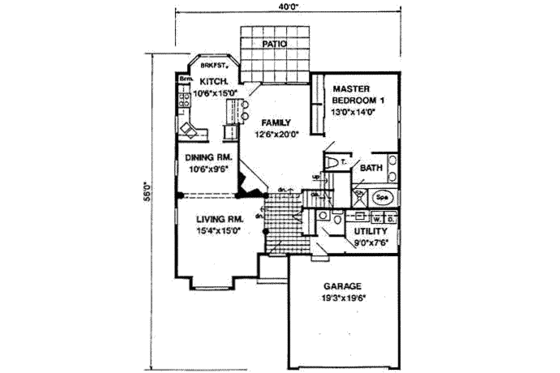 Floor Plan - Main Floor for Traditional House Plan #116-190 - 4 bed, 2.5 bath