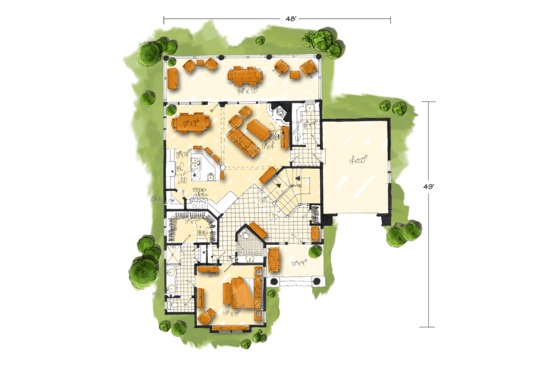 Floor Plan - Main Floor for Cabin House Plan #942-40 - 5 bed, 3.1 bath