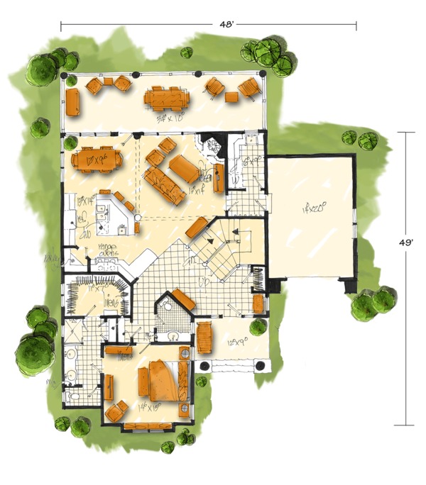 Architectural House Design - Cabin Floor Plan - Main Floor Plan #942-40