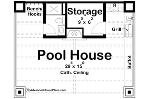 Floor Plan - Main Floor for Craftsman House Plan #455-655, 1 bath