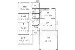 Floor Plan - Main Floor for Traditional House Plan #329-145 - 4 bed, 2 bath