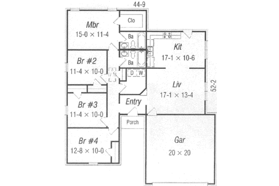 Floor Plan - Main Floor for Traditional House Plan #329-145 - 4 bed, 2 bath