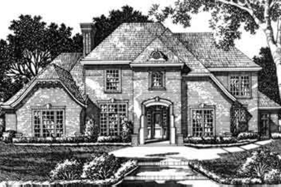 Exterior - Front Elevation for European House Plan #141-131 - 5 bed, 4.5 bath