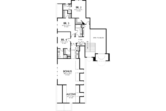 Floor Plan - Upper Floor for European House Plan #48-358 - 4 bed, 4.5 bath