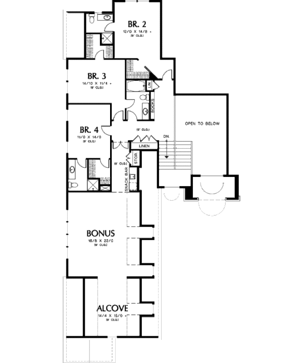 House Blueprint - European Floor Plan - Upper Floor Plan #48-358