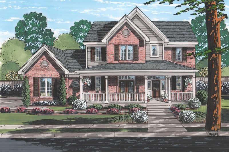 Architectural House Design - Traditional Exterior - Front Elevation Plan #46-496
