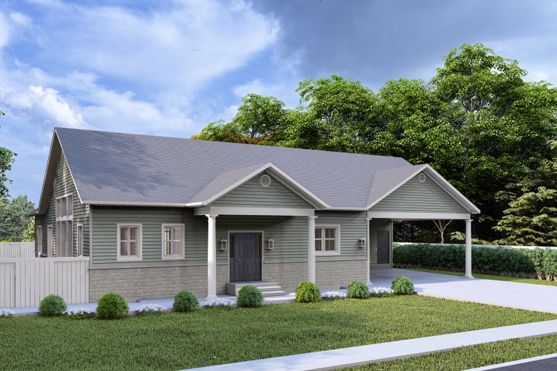 Architectural House Design - Exterior - Front Elevation 3 for Ranch House Plan #1060-369 - 3 bed, 2 bath