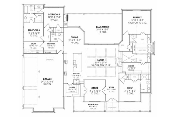 Floor Plan - Main Floor for Farmhouse House Plan #1096-125 - 4 bed, 3.5 bath