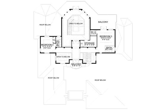 Floor Plan - Upper Floor for Mediterranean House Plan #420-184 - 4 bed, 5.5 bath