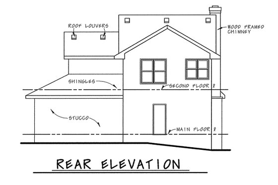 Exterior - Rear Elevation for Colonial House Plan #20-1226 - 4 bed, 2.5 bath