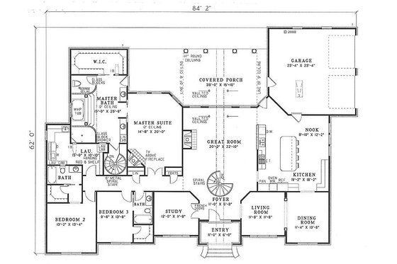 Floor Plan - Main Floor for European House Plan #17-1155 - 4 bed, 4 bath