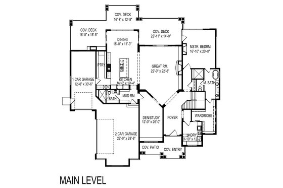 Floor Plan - Main Floor for Modern House Plan #920-123 - 3 bed, 4.5 bath