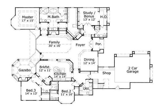 Floor Plan - Main Floor for European House Plan #411-397 - 4 bed, 4 bath