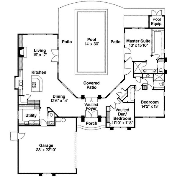 Architectural House Design - Ranch Floor Plan - Main Floor Plan #124-501