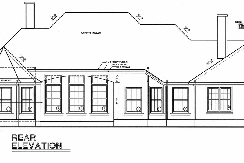 Dream House Plan - Exterior - Rear Elevation for European House Plan #20-131 - 3 bed, 2.5 bath