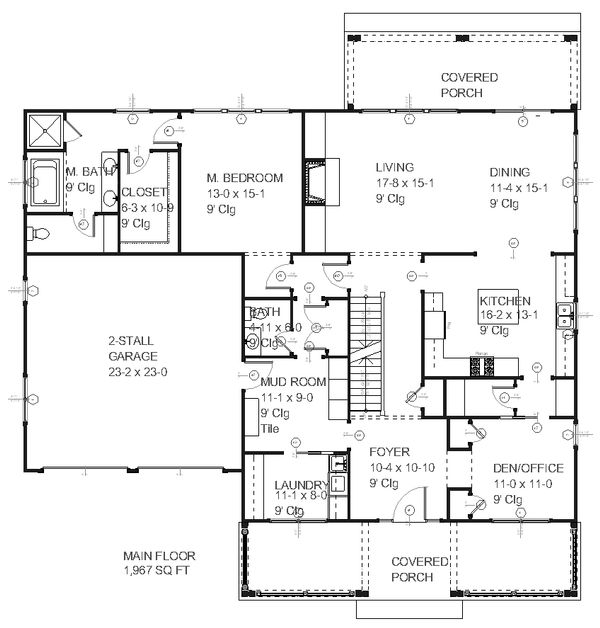 Craftsman Floor Plan - Main Floor Plan #901-36