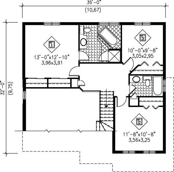 Architectural House Design - Traditional Floor Plan - Upper Floor Plan #25-2228