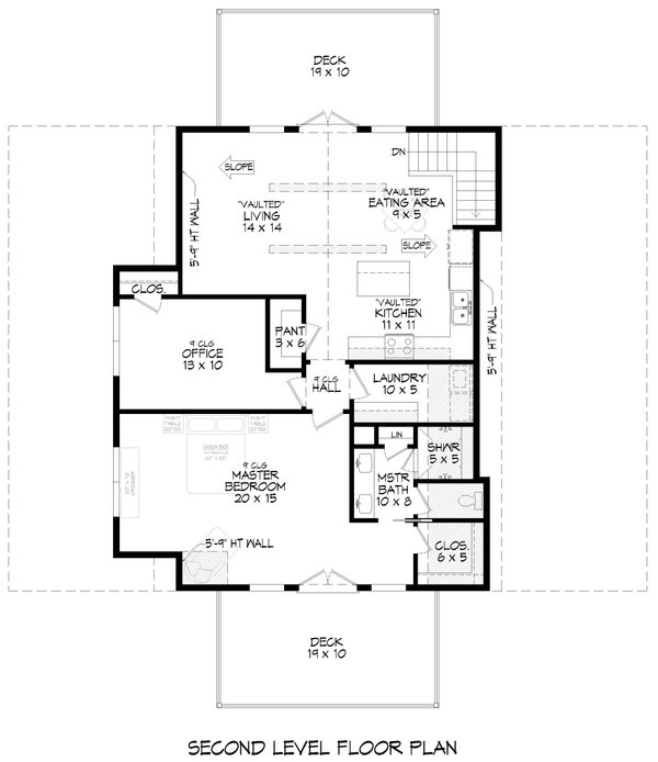 House Blueprint - Southern Floor Plan - Upper Floor Plan #932-1323