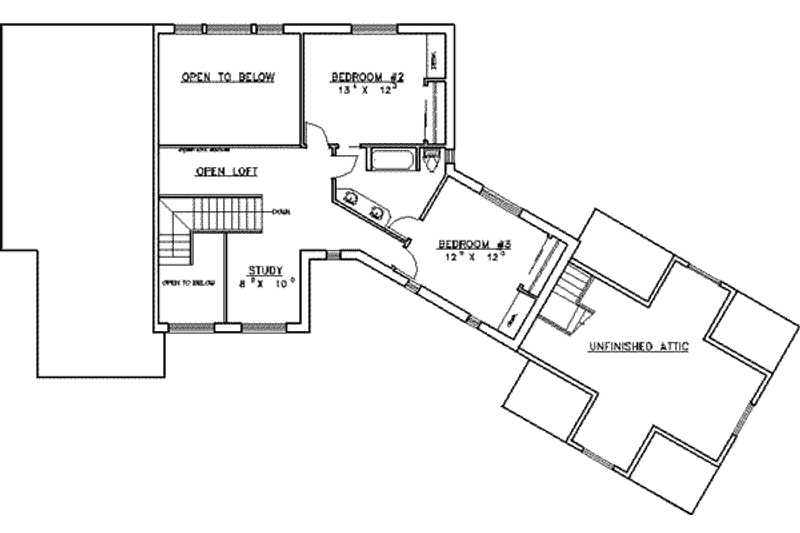 Architectural House Design - Floor Plan - Upper Floor for European House Plan #117-159 - 3 bed, 4 bath