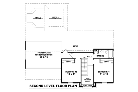 Floor Plan - Upper Floor for European House Plan #81-13626 - 3 bed, 2.5 bath