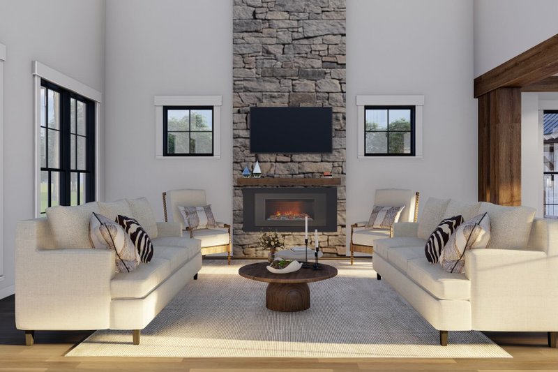 House Blueprint - Interior - Family Room for Farmhouse House Plan #923-273 - 4 bed, 3.5 bath