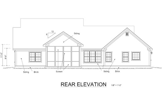 Exterior - Rear Elevation for Cottage House Plan #513-2048 - 4 bed, 2 bath