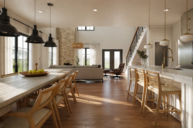 Dream House Plan - Interior - Dining Room for Barndominium House Plan #1064-313 - 5 bed, 3 bath