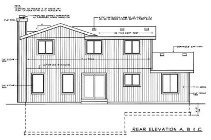House Plan Design - Exterior - Rear Elevation for Traditional House Plan #92-214 - 4 bed, 2.5 bath