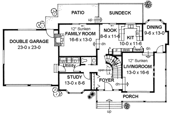 Floor Plan - Main Floor for Colonial House Plan #126-101 - 4 bed, 2.5 bath