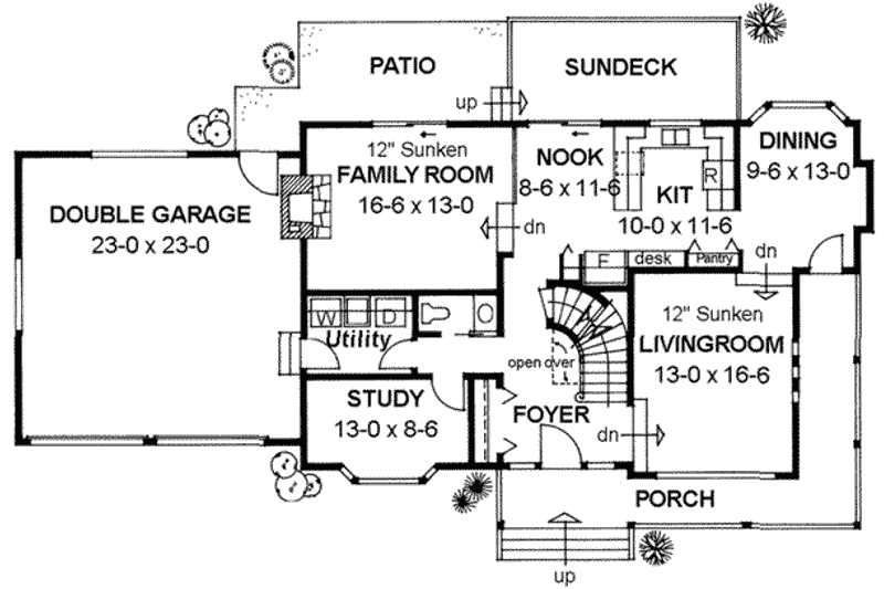 House Blueprint - Floor Plan - Main Floor for Colonial House Plan #126-101 - 4 bed, 2.5 bath