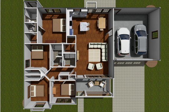 Floor Plan - Main Floor for Craftsman House Plan #20-1884 - 4 bed, 2 bath