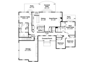 Floor Plan - Main Floor for Ranch House Plan #124-818 - 4 bed, 2.5 bath