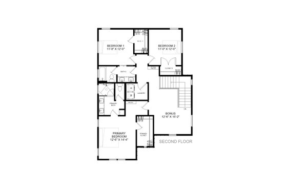 Floor Plan - Upper Floor for Farmhouse House Plan #1085-9 - 4 bed, 3 bath