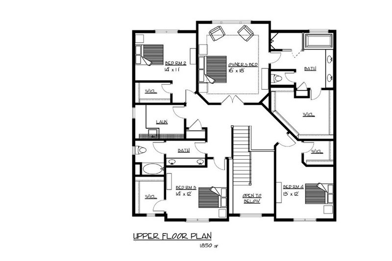 Architectural House Design - Floor Plan - Upper Floor for Traditional House Plan #320-500 - 4 bed, 2.5 bath