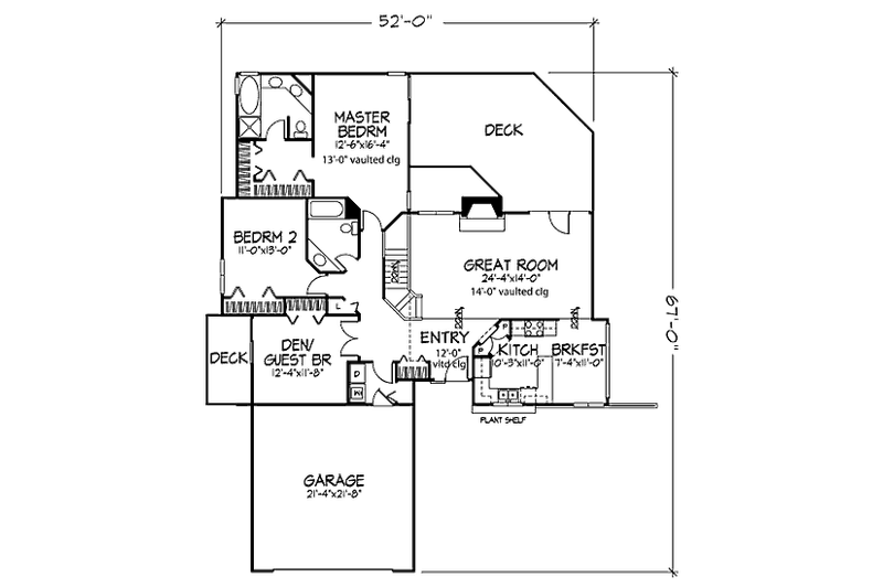 Dream House Plan - Floor Plan - Main Floor for Traditional House Plan #320-439 - 2 bed, 2 bath