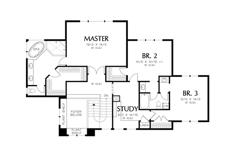 Architectural House Design - Floor Plan - Upper Floor for Prairie House Plan #48-464 - 5 bed, 4 bath