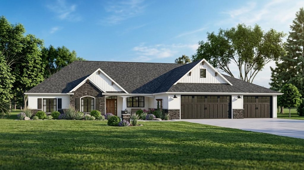 Exterior - Front Elevation 2 for Ranch House Plan #1064-64 - 3 bed, 2.5 bath