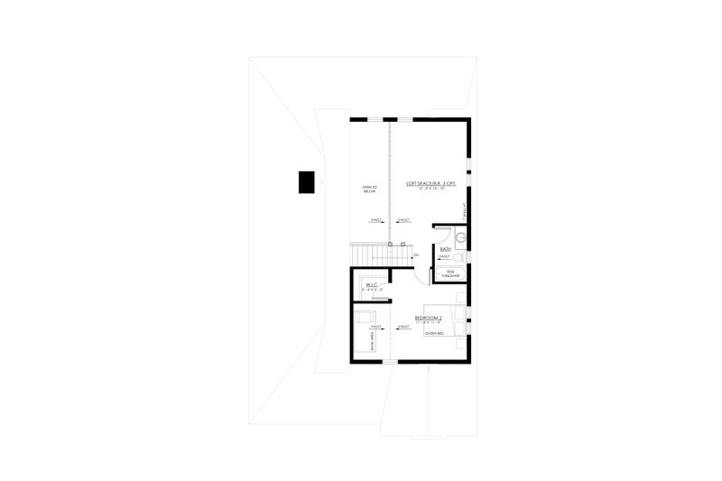 House Blueprint - Floor Plan - Upper Floor for Cottage House Plan #1114-37 - 2 bed, 2 bath