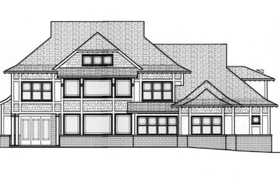 Exterior - Rear Elevation for Craftsman House Plan #413-836 - 5 bed, 5.5 bath