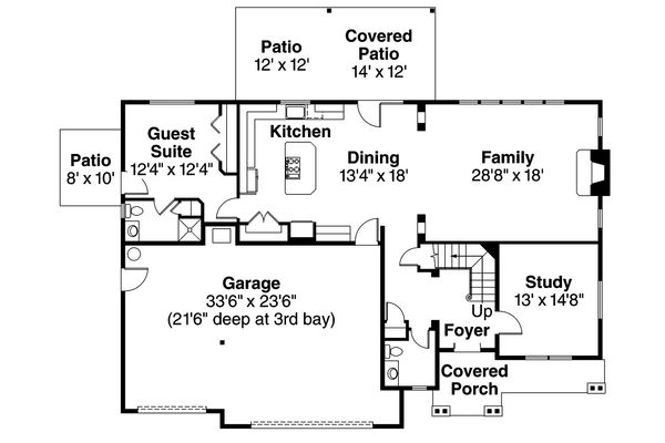 House Blueprint - Craftsman style house plan, main level floor plan